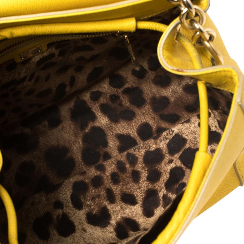 Dolce & Gabbana Yellow Leather Padlock Top Handle Bag 4