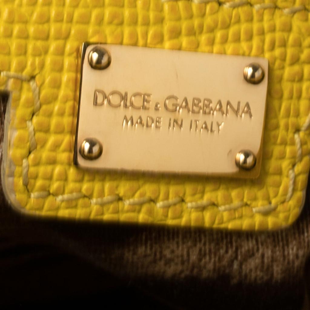 Dolce & Gabbana Yellow Leather Padlock Top Handle Bag 5