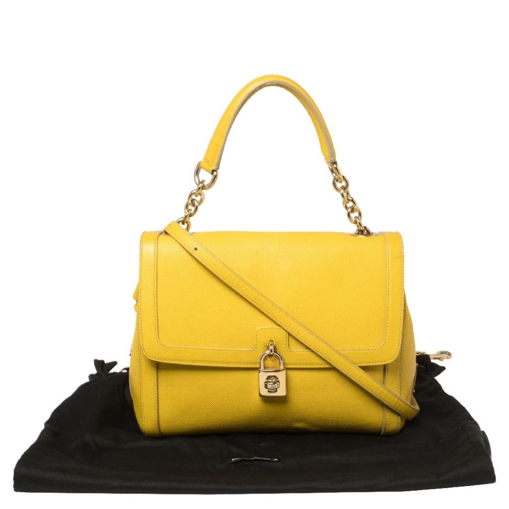 Dolce & Gabbana Yellow Leather Padlock Top Handle Bag 6