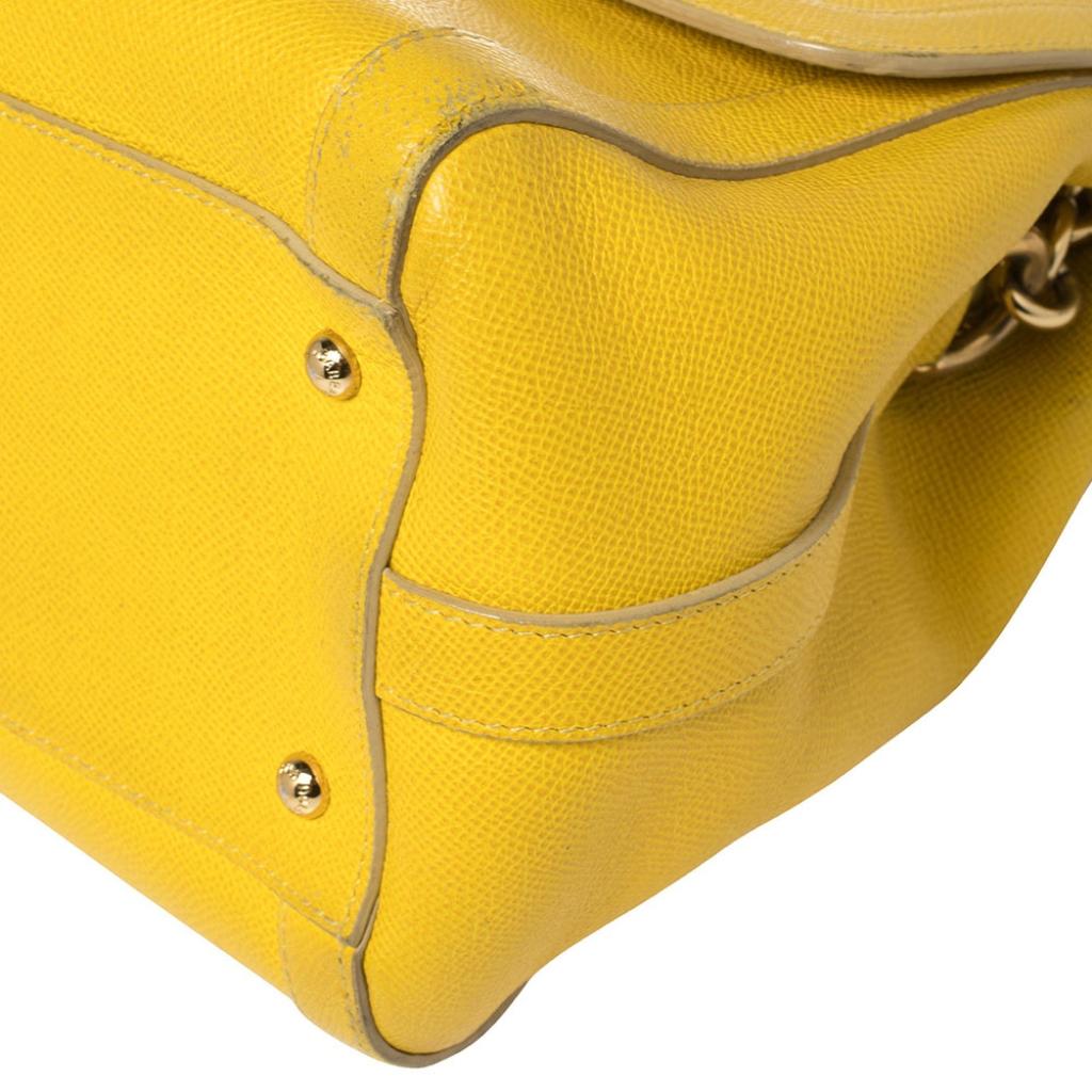 Women's Dolce & Gabbana Yellow Leather Padlock Top Handle Bag