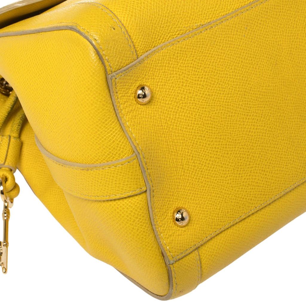 Dolce & Gabbana Yellow Leather Padlock Top Handle Bag 2
