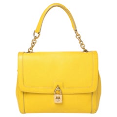 Dolce 
Gabbana Yellow Leather Padlock Top Handle Bag