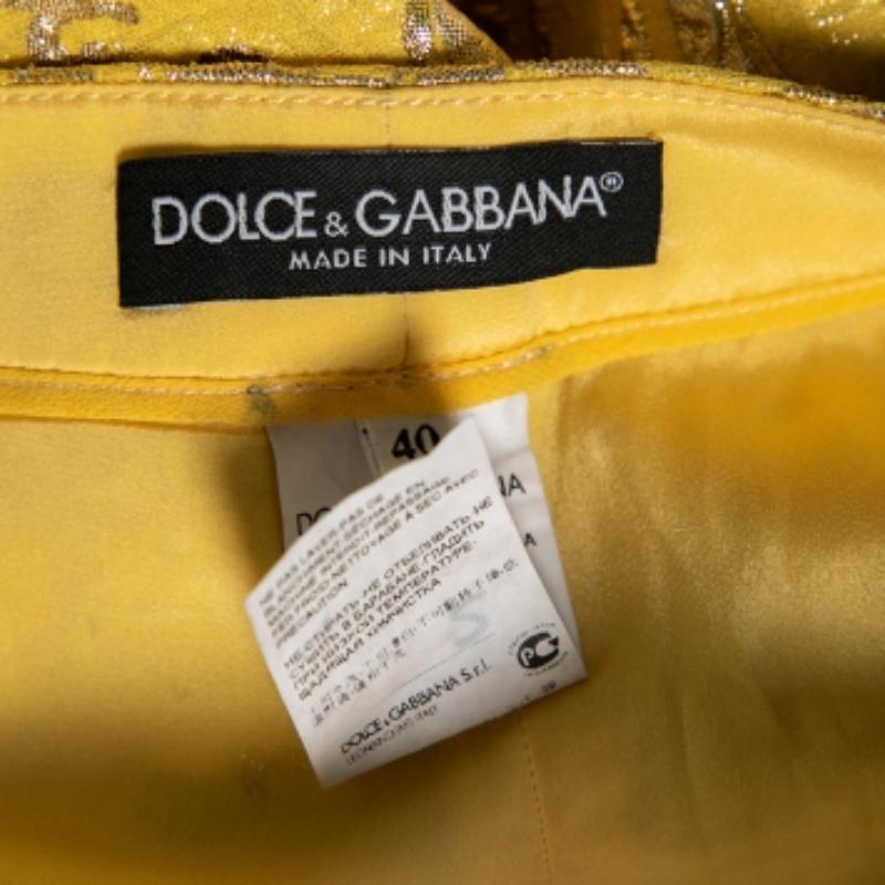 De las mujeres Dolce & Gabbana Pantalones cortos de jacquard floral de lúrex amarillo S en venta