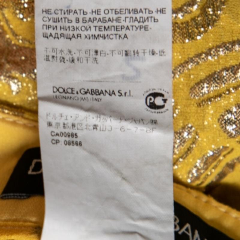 Dolce & Gabbana Pantalones cortos de jacquard floral de lúrex amarillo S en venta 2