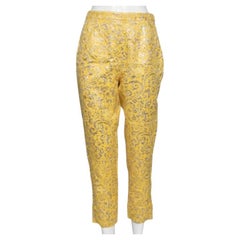Dolce & Gabbana Yellow Lurex Floral Jacquard Cropped Pants S