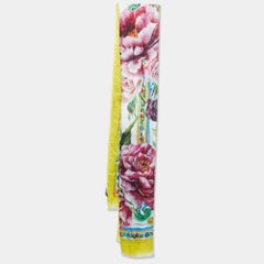 Dolce & Gabbana Yellow Majolica Printed Silk Gauze Scarf