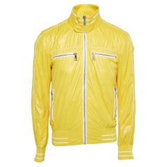 Dolce & Gabbana Yellow Nylon Zip Front Bomber Jacket M