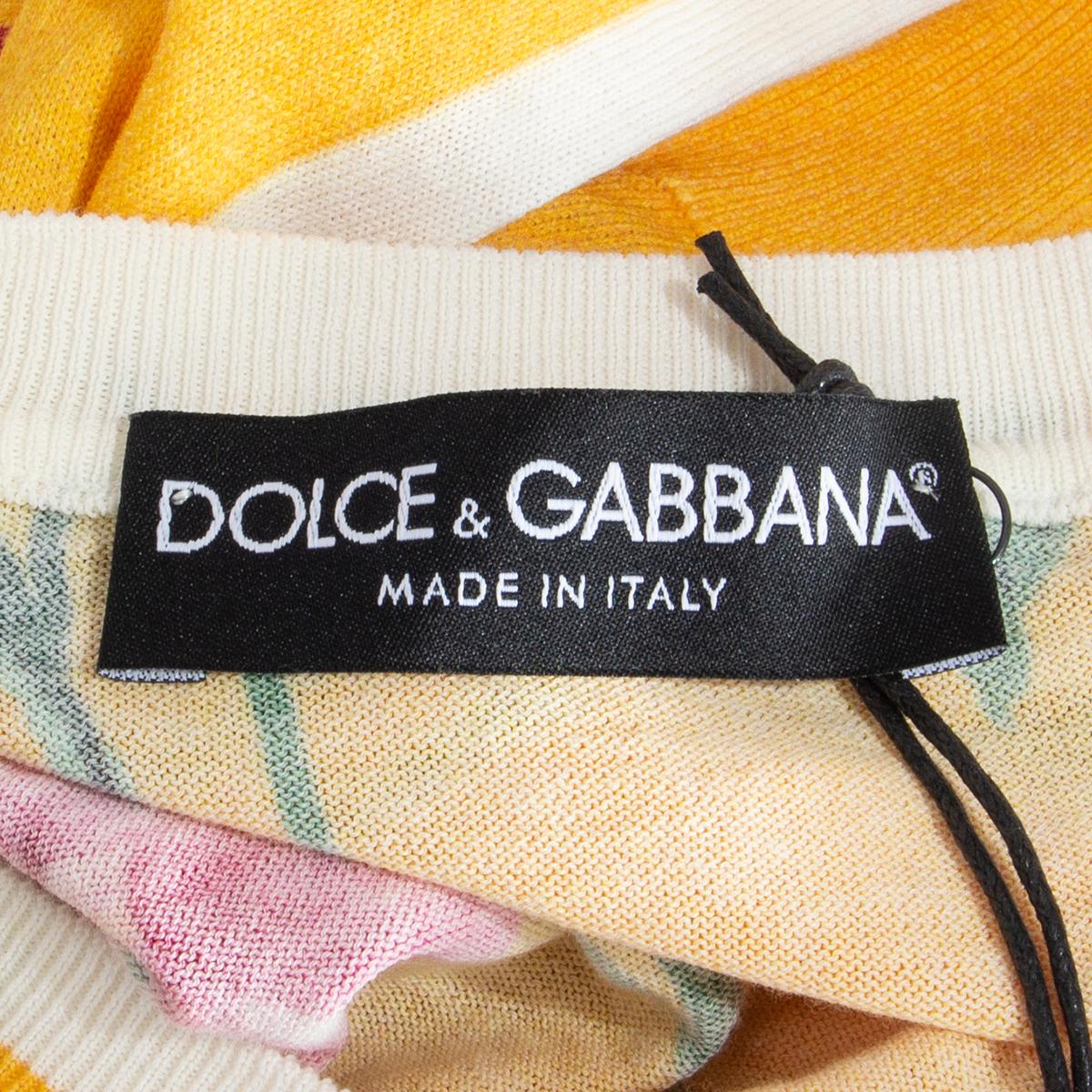 Women's DOLCE & GABBANA yellow & pink cotton FLORAL Cardigan Sweater 38 XS
