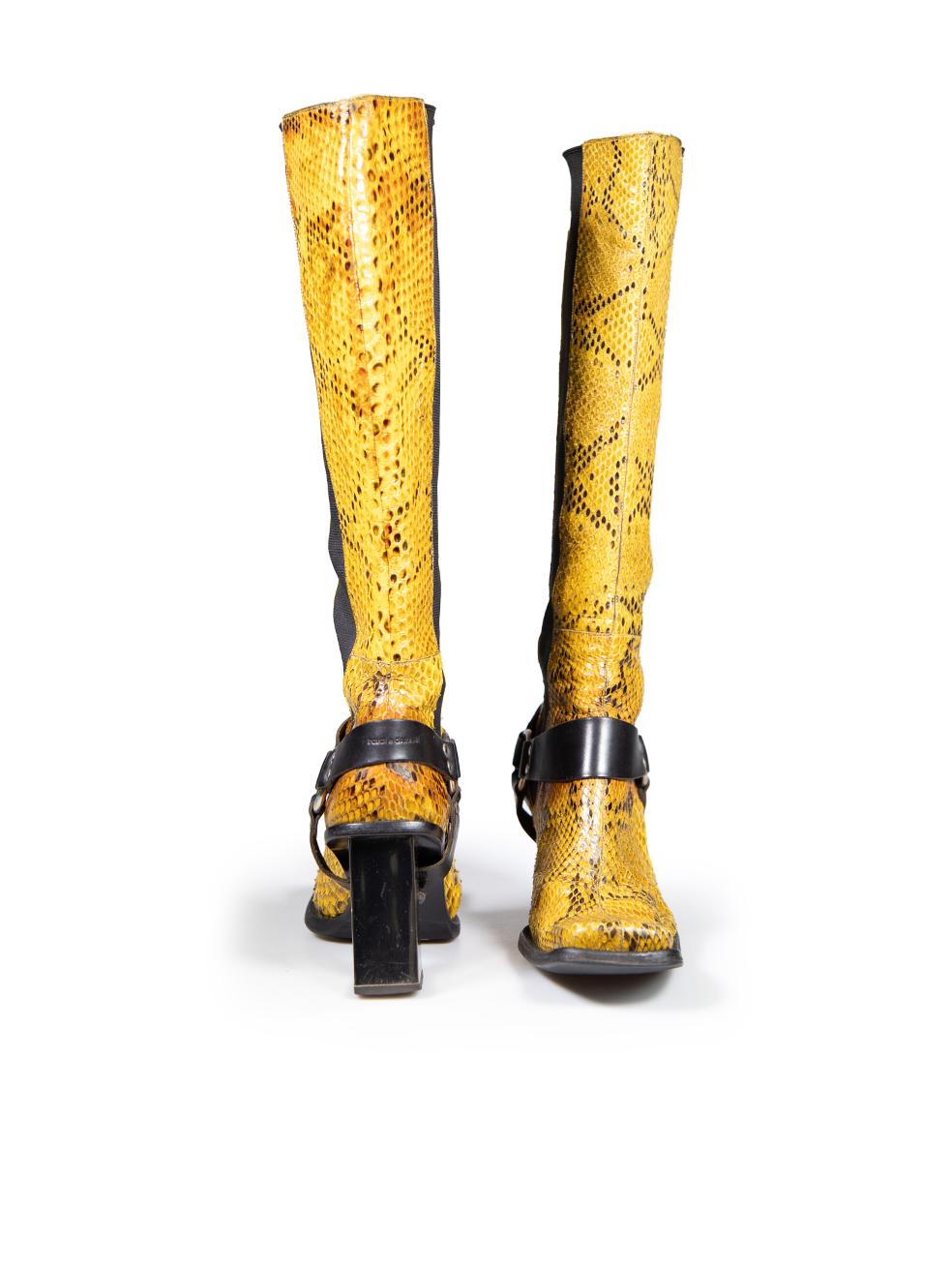 Dolce & Gabbana Yellow Python Knee High Boots Size IT 39 In Excellent Condition In London, GB
