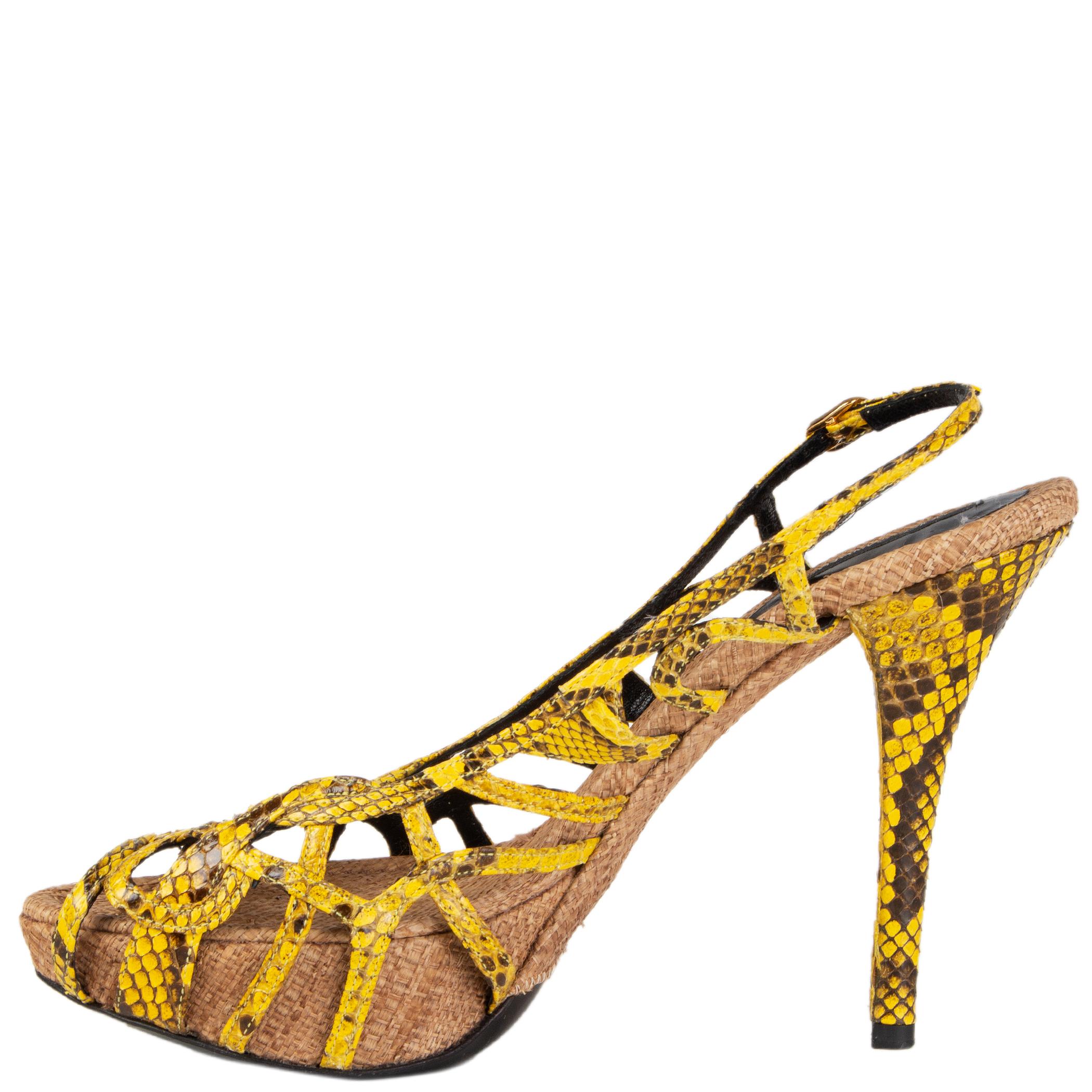 DOLCE & GABBANA gelbe PYTHON & RAFFIA PLATFORM-Sandalen Schuhe 39,5 (Gelb) im Angebot