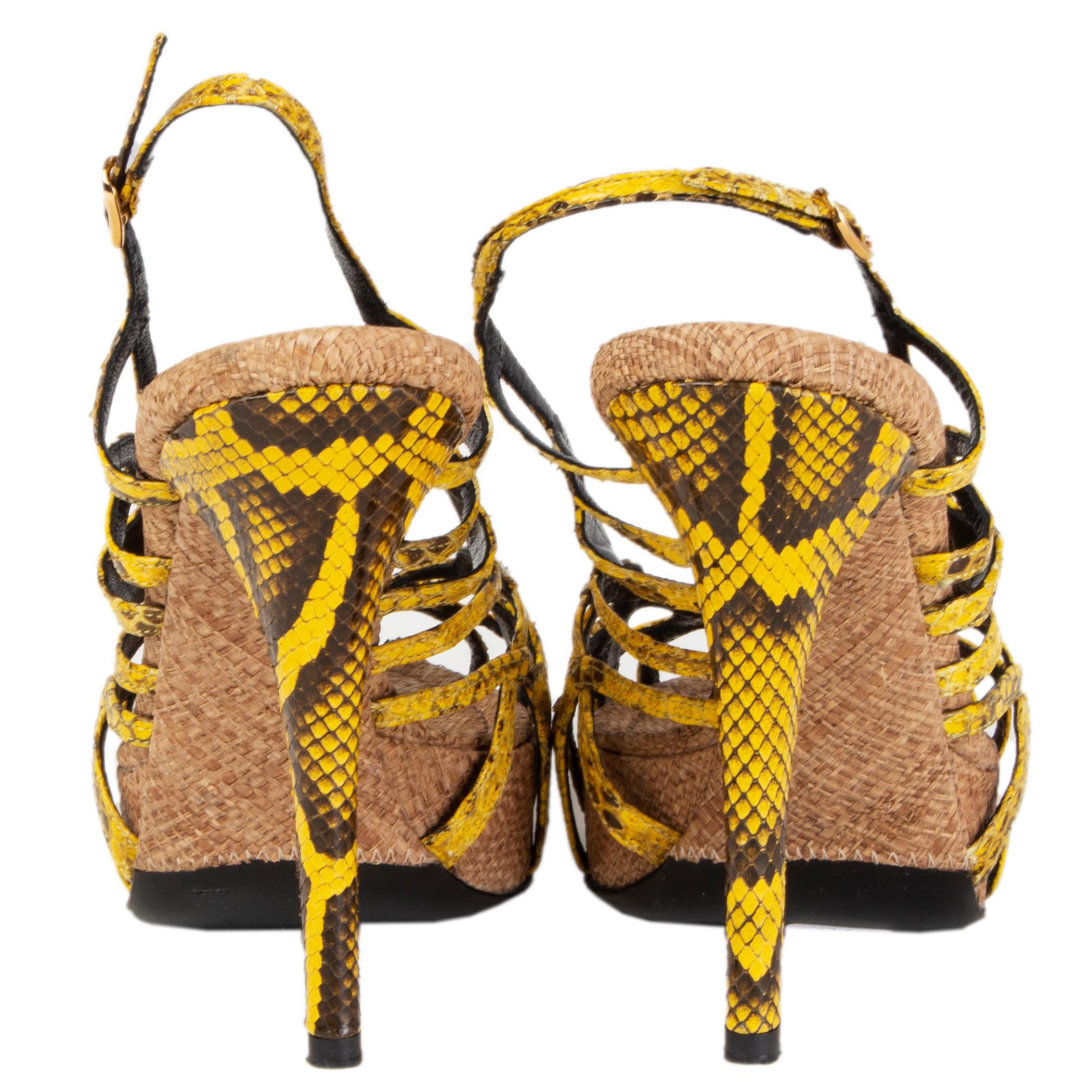DOLCE & GABBANA gelbe PYTHON & RAFFIA PLATFORM-Sandalen Schuhe 39,5 im Zustand „Hervorragend“ im Angebot in Zürich, CH