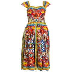 DOLCE & GABBANA yellow & red cotton CARETTO PRINT BUSTIER Dress 38