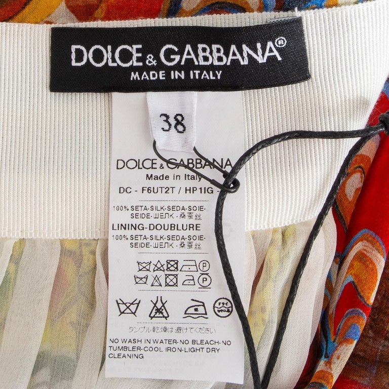 DOLCE and GABBANA yellow and red silk chiffon CARRETTO PRINT Maxi Dress ...