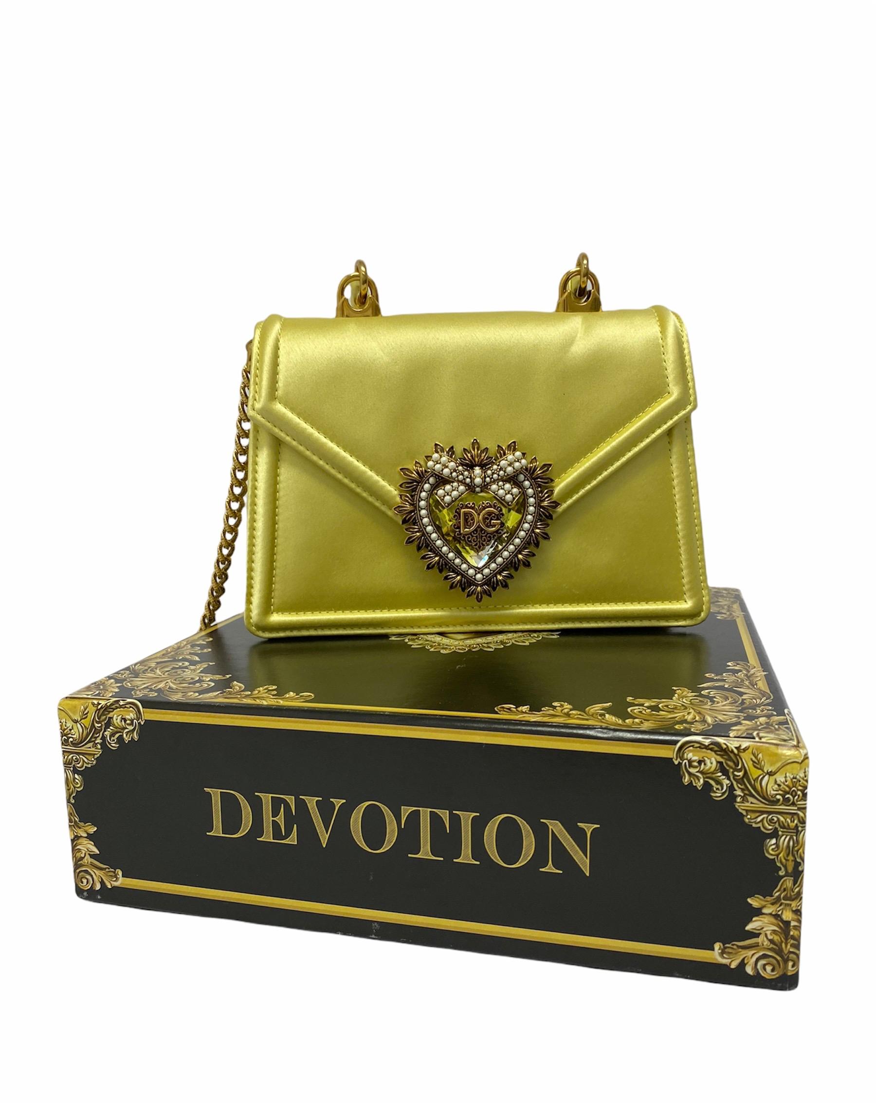 Women's Dolce & Gabbana Yellow Satin Devotion Bag