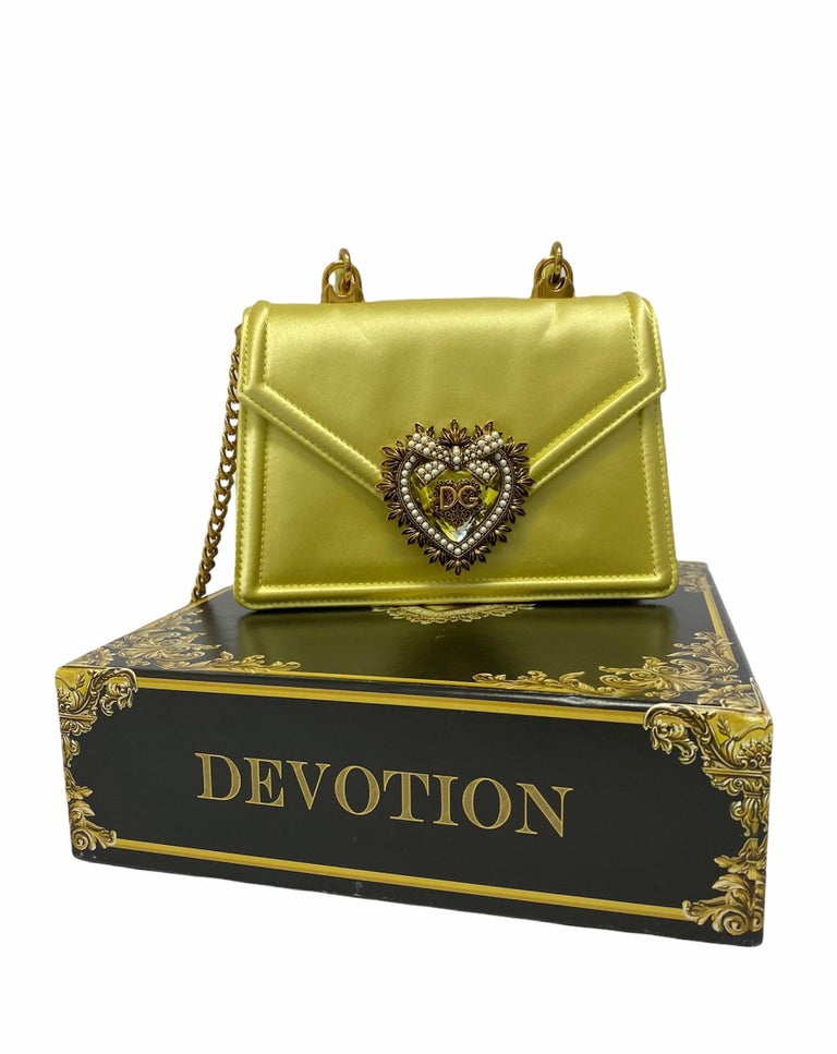 Dolce & Gabbana Devotion Embellished Small Tote Bag in Yellow