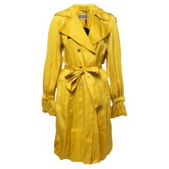 Dolce & Gabbana Gelber Seiden-Trenchcoat mit Gürtel M