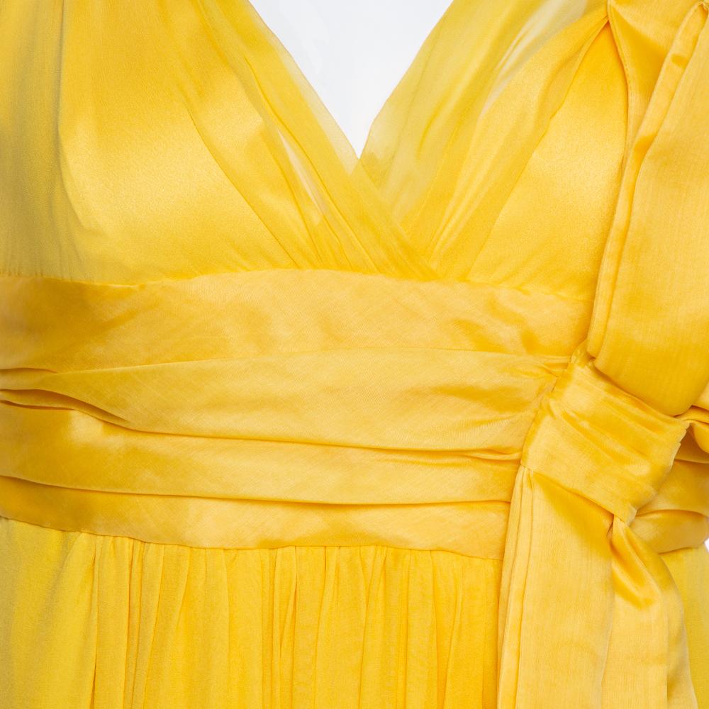 yellow silk maxi dress
