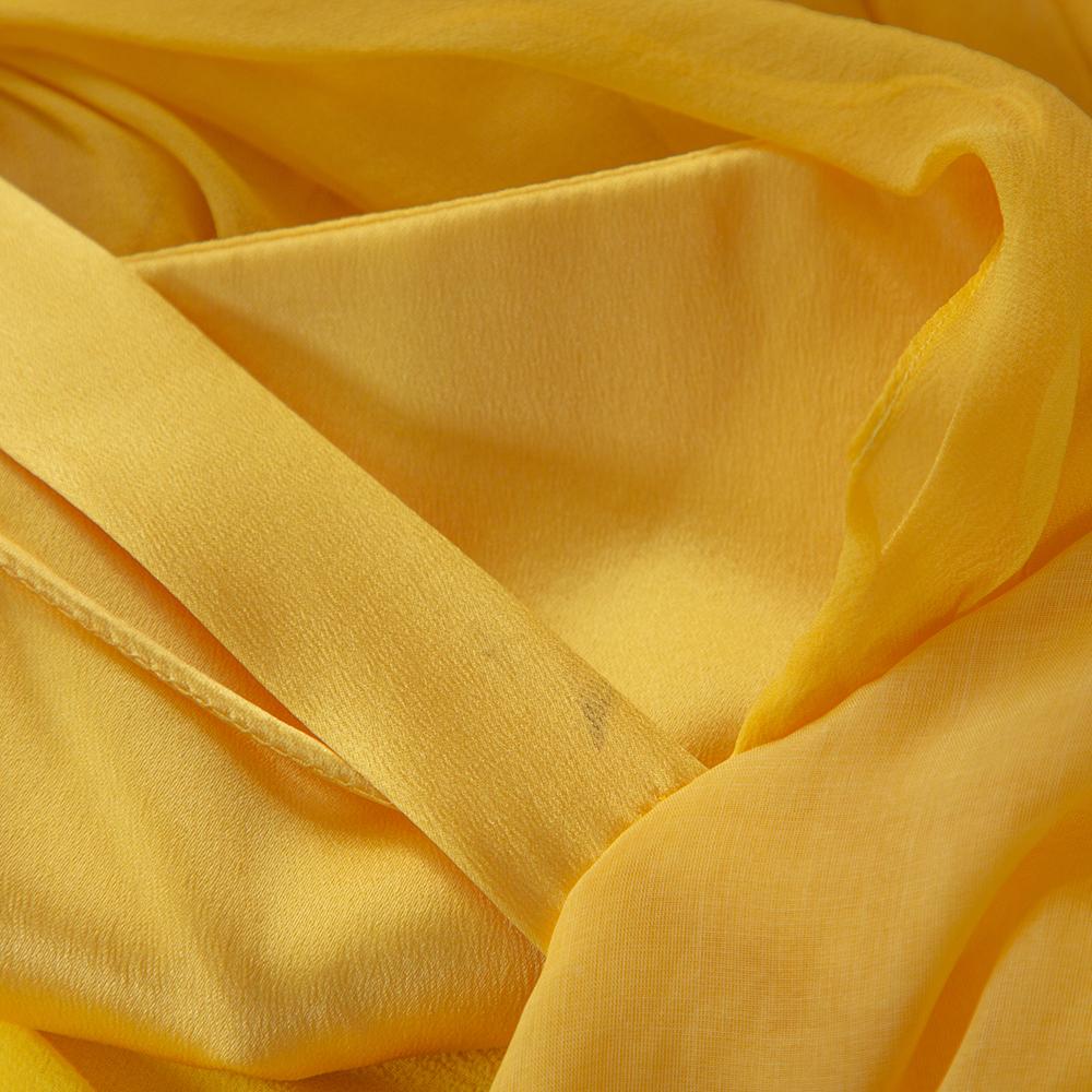 Dolce & Gabbana Yellow Silk Bow Detail Sleeveless Maxi Dress M In Excellent Condition For Sale In Dubai, Al Qouz 2