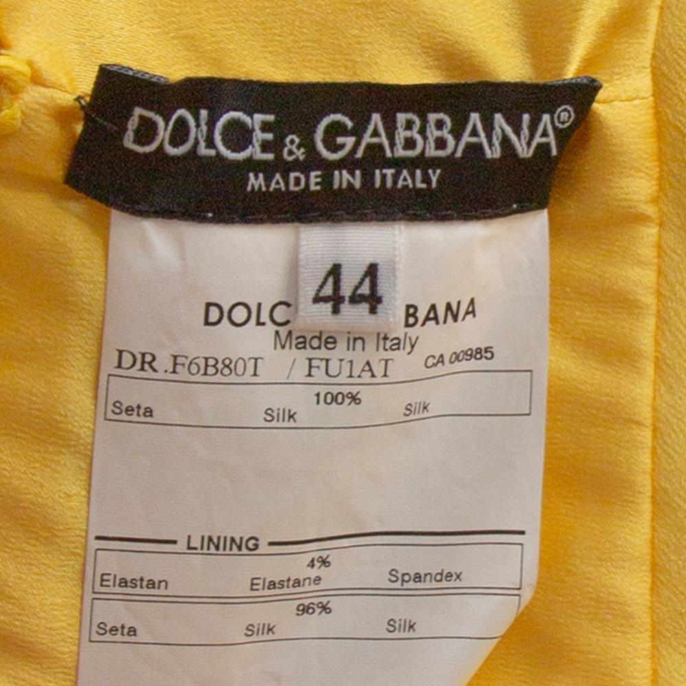 Women's Dolce & Gabbana Yellow Silk Bow Detail Sleeveless Maxi Dress M For Sale