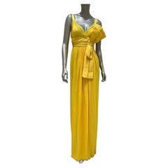 Dolce & Gabbana Yellow Silk Bow Maxi Dress Sz.38
