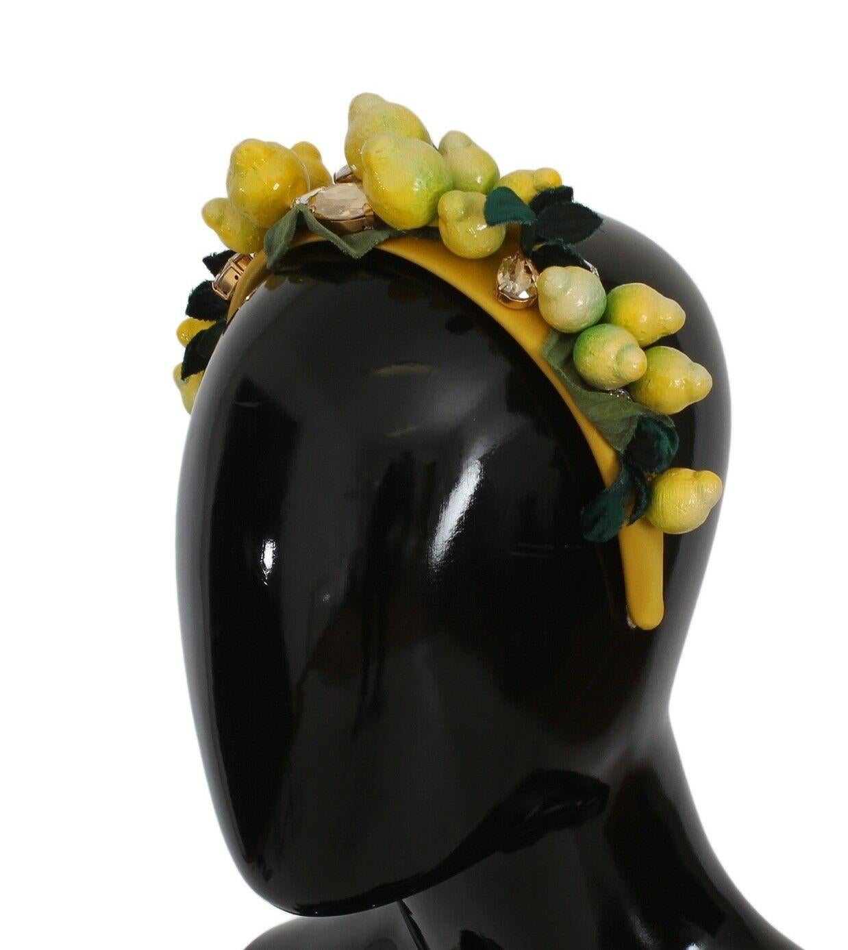 Women's Dolce & Gabbana Yellow Silk Crystal Sicily Lemon Diadem Tiara Hair Accessory