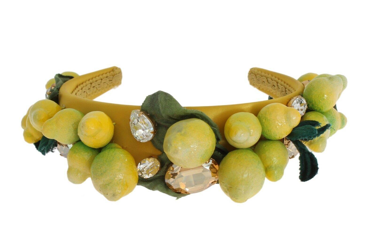 Dolce & Gabbana Yellow Silk Crystal Sicily Lemon Diadem Tiara Hair Accessory 1