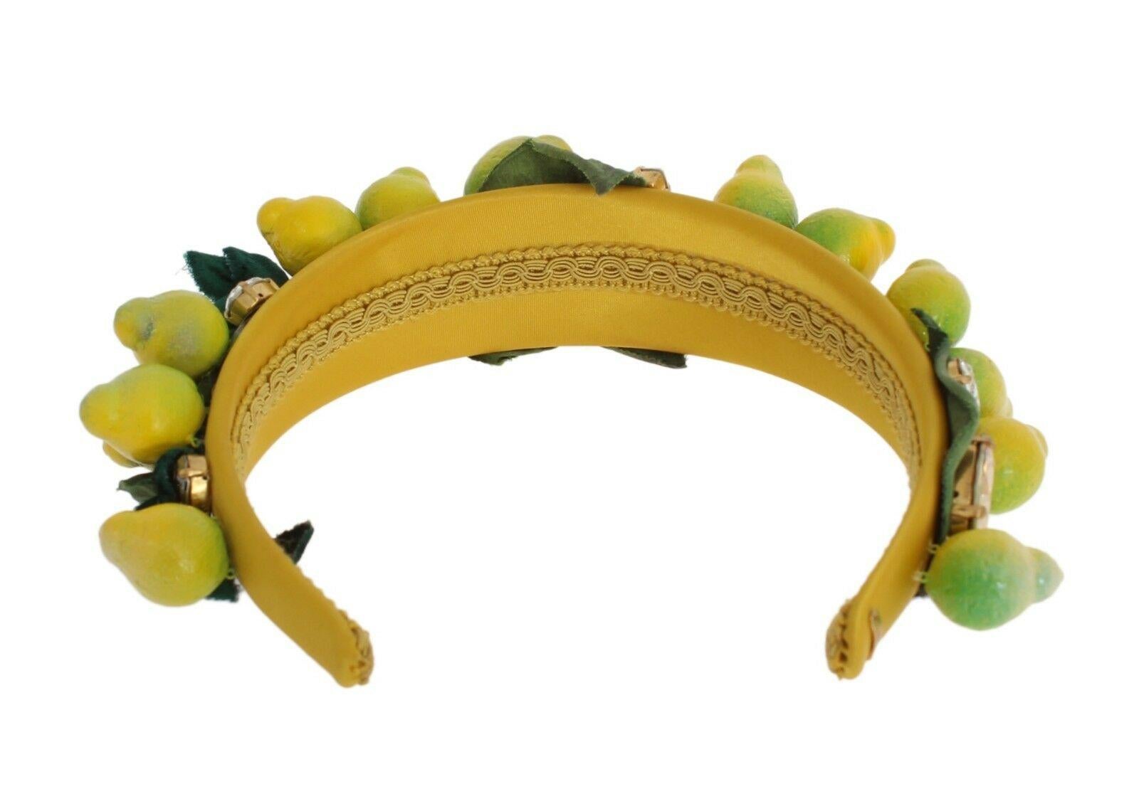 Dolce & Gabbana Yellow Silk Crystal Sicily Lemon Diadem Tiara Hair Accessory 2