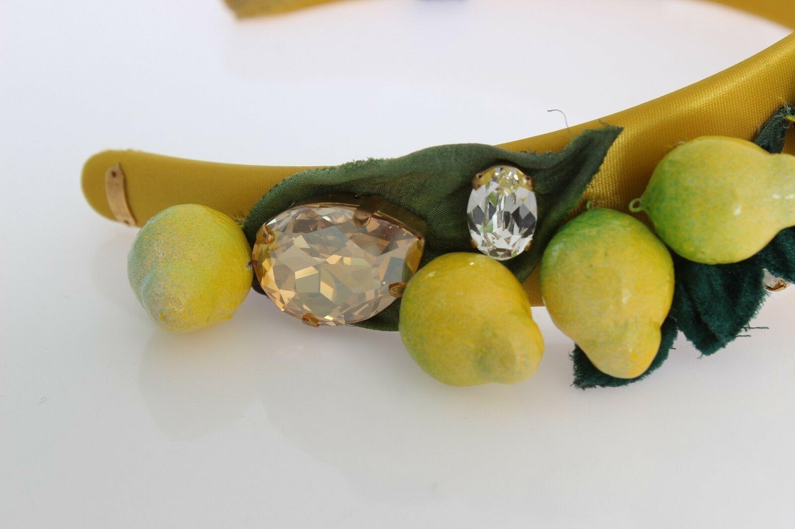 Dolce & Gabbana Yellow Silk Crystal Sicily Lemon Diadem Tiara Hair Accessory 4
