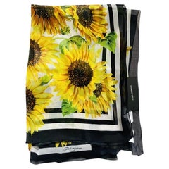 Dolce & Gabbana Yellow Silk Sunflower Scarf Wrap Cover Up Flowers Italy DG
