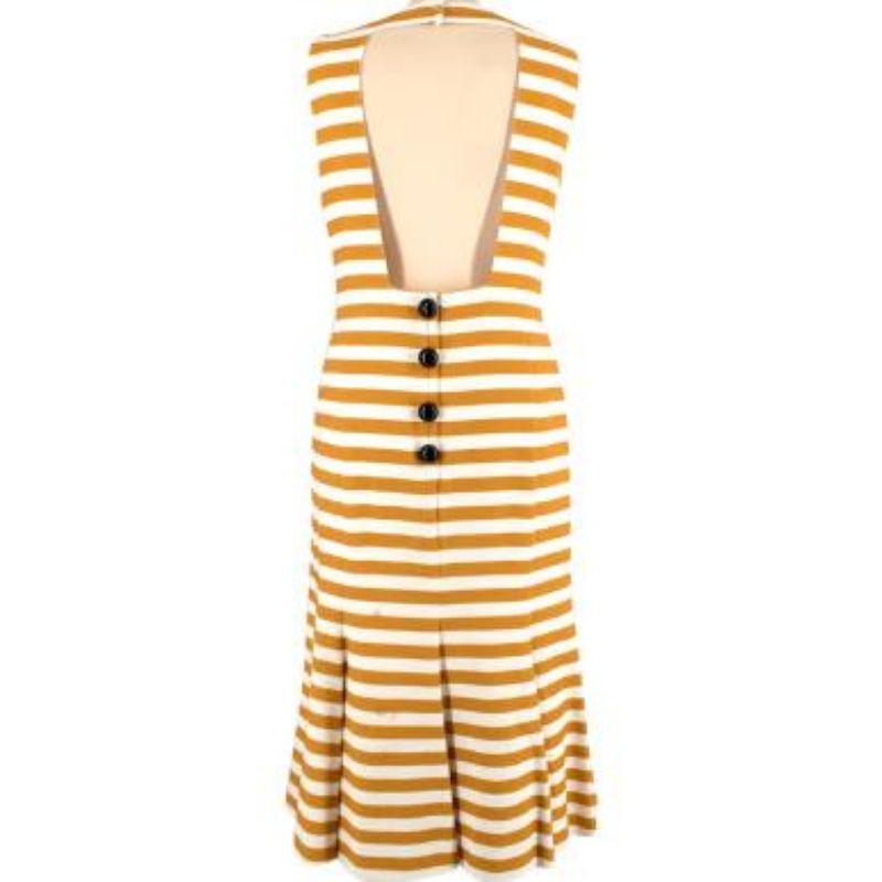 Women's Dolce & Gabbana Yellow Striped Embellished Midi Dress
