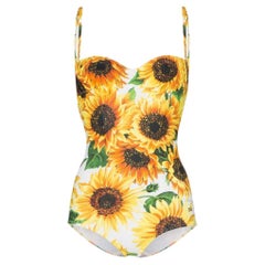 Dolce & Gabbana Gelber Sonnenblumen-Badeanzug, einteilig, Badeanzug, Bademode DG