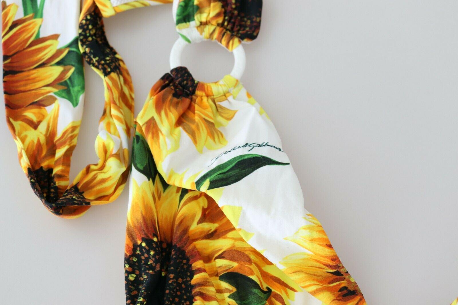 Beige Dolce & Gabbana Yellow Sunflower One-piece Swimsuit Bikini Swimwear Beachwear  For Sale