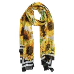 Dolce & Gabbana Yellow Sunflower Silk Printed Scarf Wrap Cover Up Flowers DG
