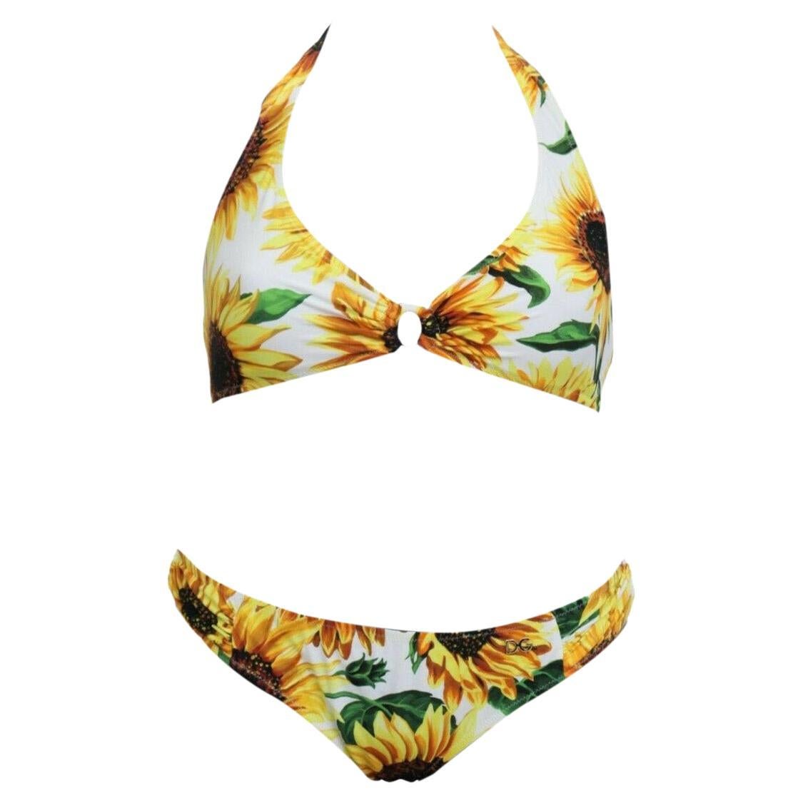 Dolce & Gabbana Yellow Sunflower Two-piece Swimsuit Bikini Swimwear Beachwear  For Sale