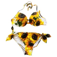 Dolce & Gabbana Yellow Sunflower Two-piece Swimsuit Bikini Swimwear Beachwear 