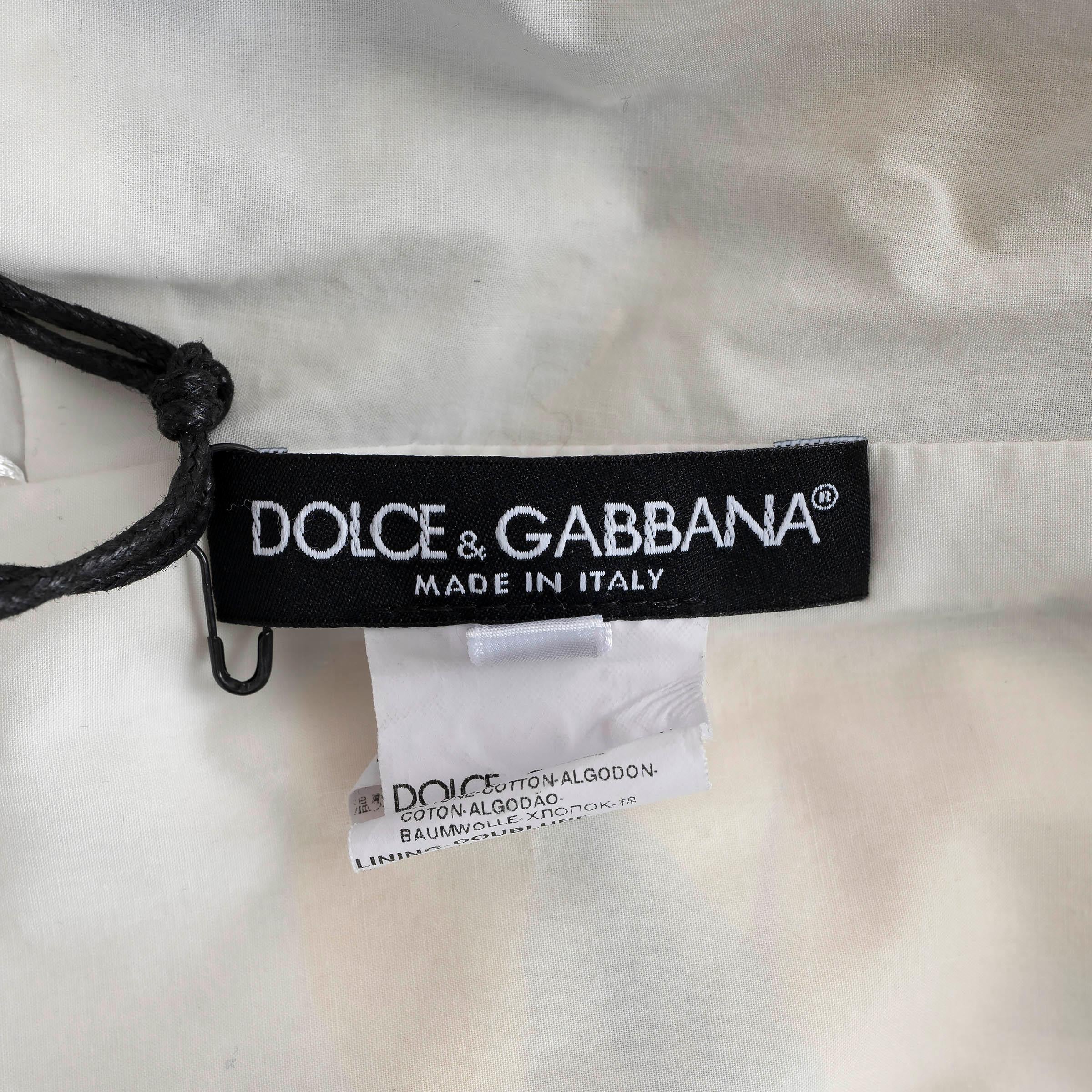 DOLCE & GABBANA yellow & white cotton 2016 LEMON POPLIN Dress 46 XL For Sale 1