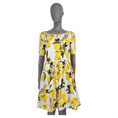 DOLCE & GABBANA Robe LEMON POPLIN 2016 jaune et blanche en coton 46 XL