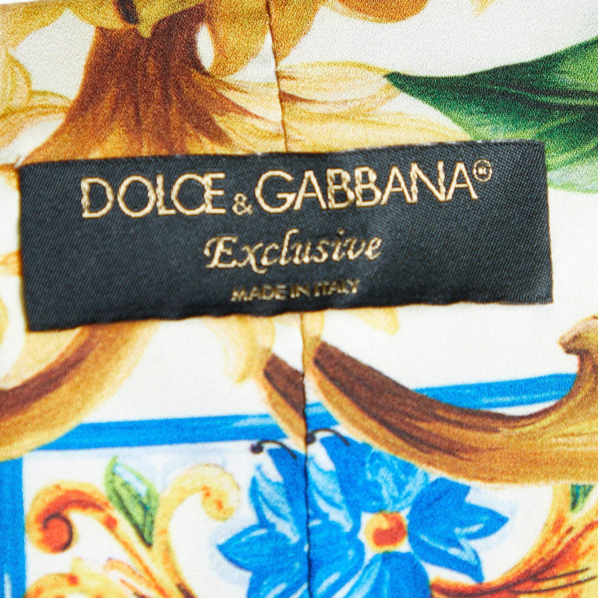 Dolce & Gabbana Yellow/White Limoni Print Cotton Double Breasted Coat M 1