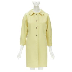 DOLCE GABBANA yellow wool crepe crystal button silk lined cocoon coat IT36 XS