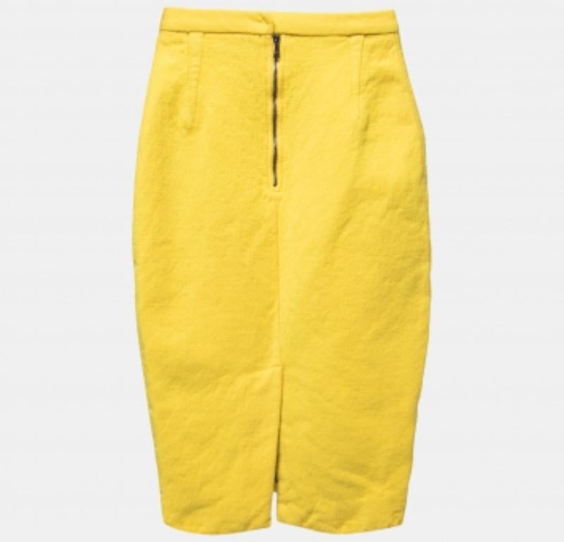 Dolce & Gabbana Falda lápiz de lana amarilla S Amarillo en venta