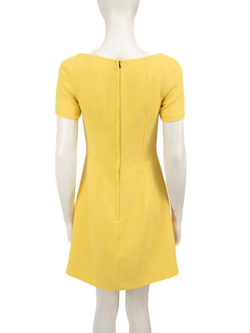Dolce & Gabbana Yellow Wool Square Neck Mini Dress Size S In Good Condition For Sale In London, GB