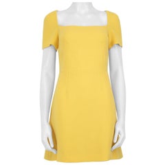 Dolce 
Gabbana Yellow Wool Square Neck Mini Dress Size S