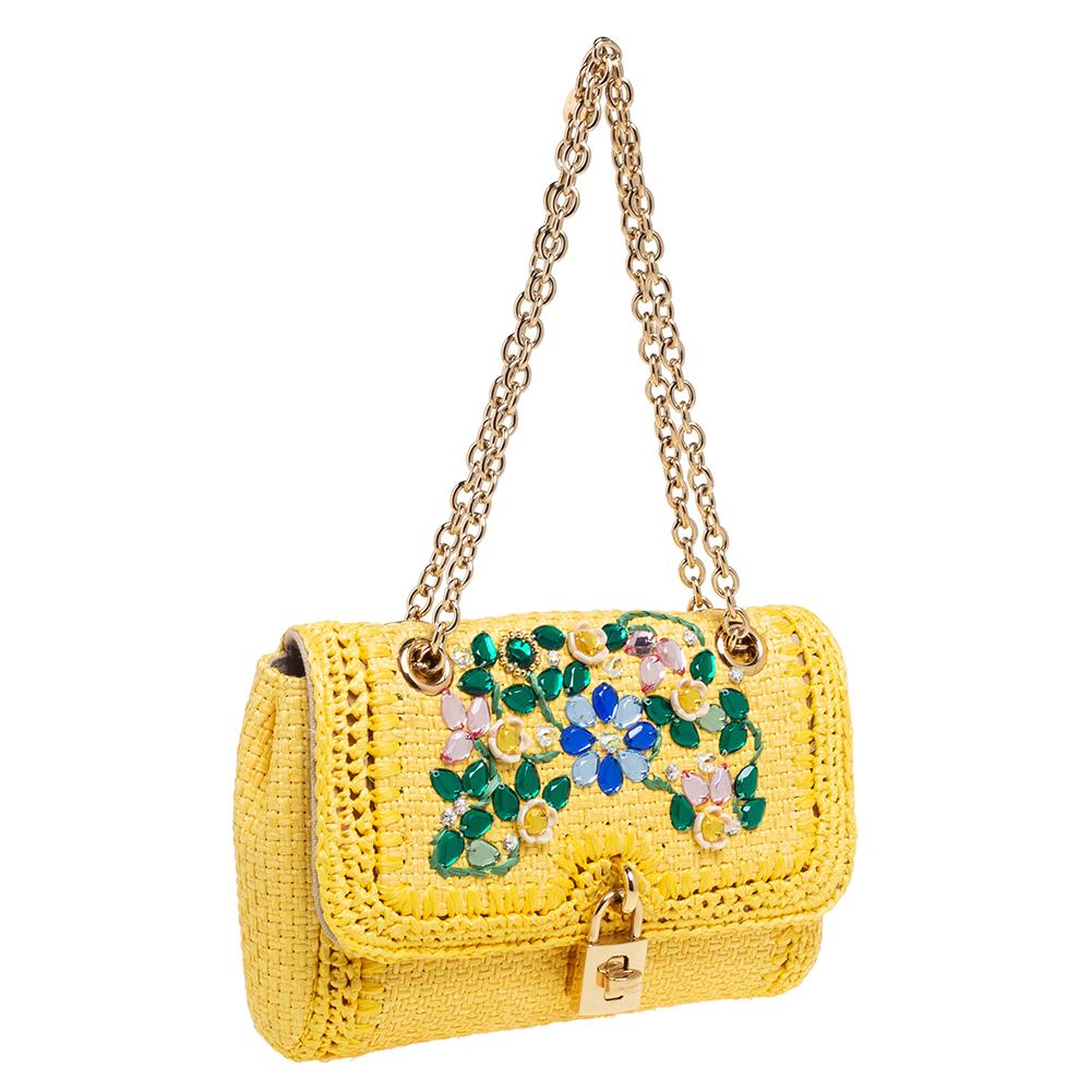 yellow embellished handbag bag