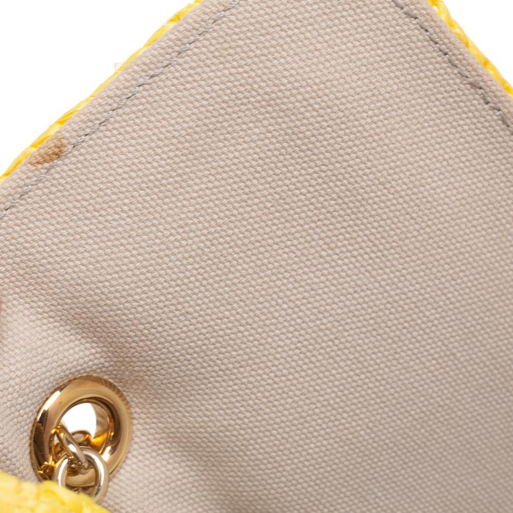Dolce & Gabbana Yellow Woven Raffia Crystal Embellished Flap Shoulder Bag 2