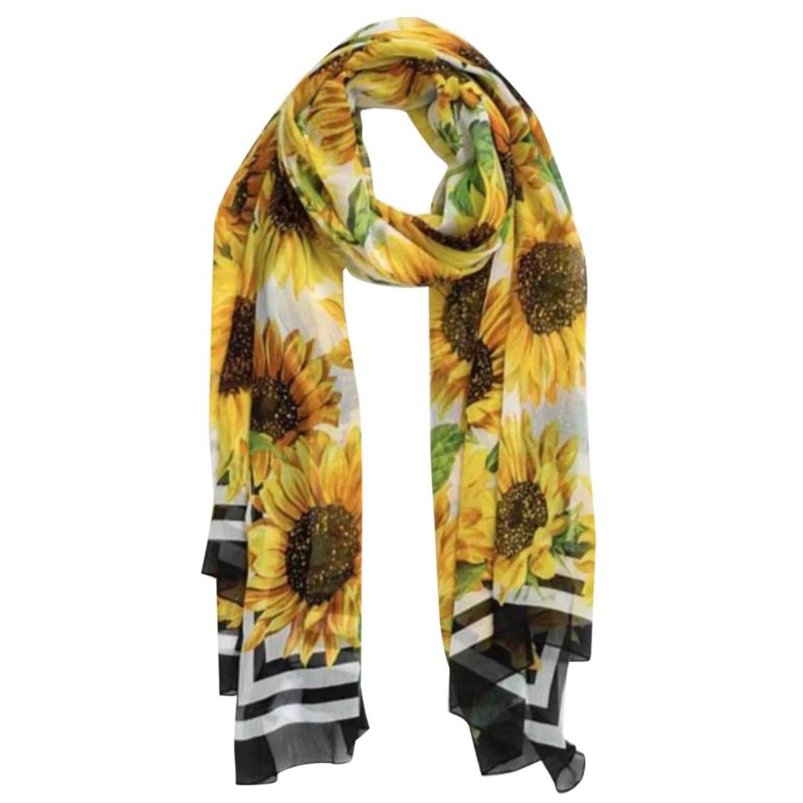 Dolce 
Gabbana YELLOW
SUNFLOWER printed silk scarf wrap