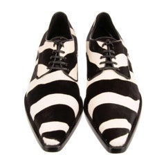 Dolce & Gabbana Zebra Pony Fur Classic Leather Shoes ZANZARA Black White EUR 35
