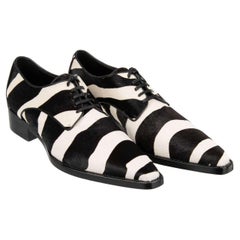 Dolce & Gabbana Zebra Pony Fur Classic Leather Shoes ZANZARA Black White EUR 35