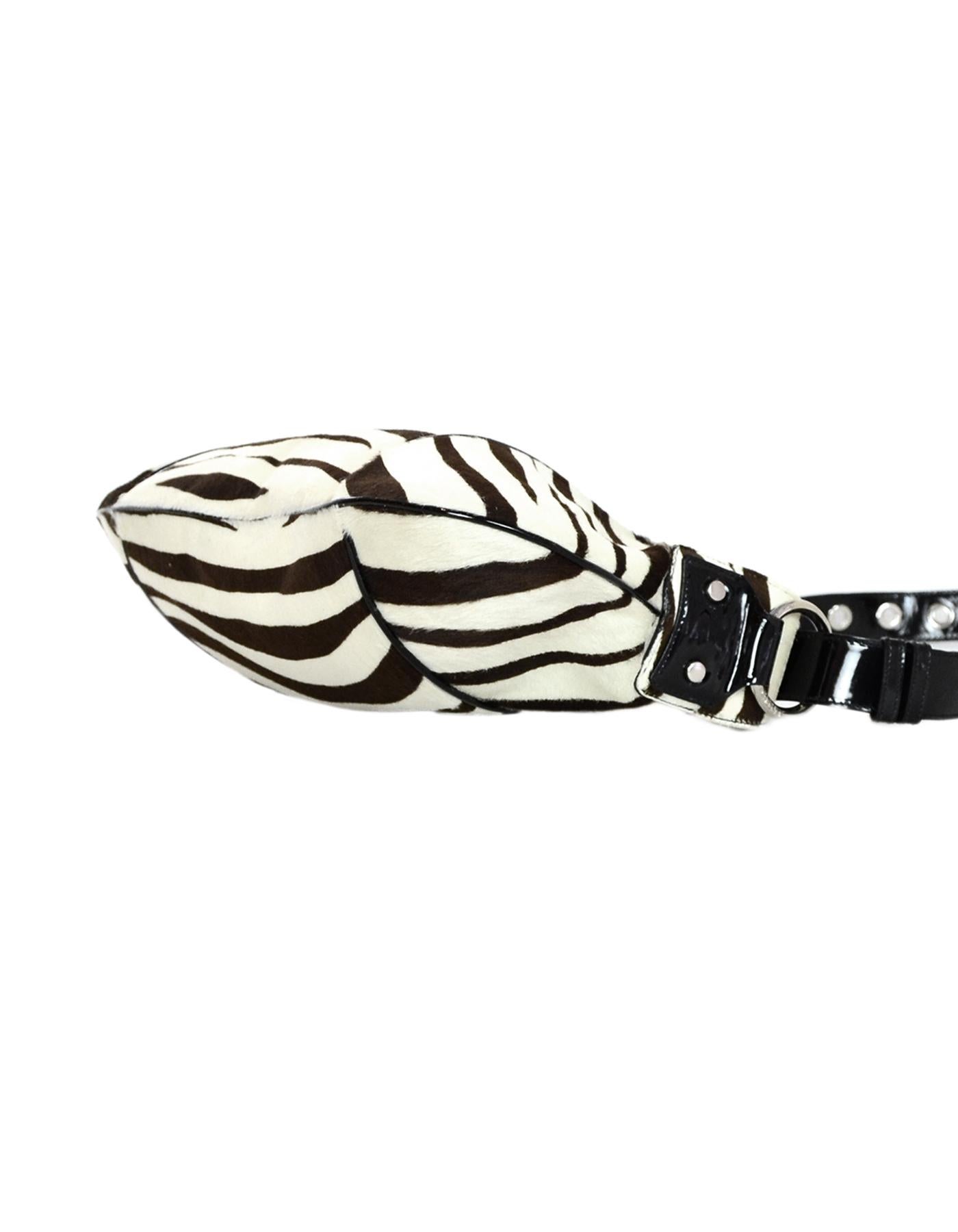 Black Dolce & Gabbana Zebra Pony Hair Bag W/ Adjustable Strap