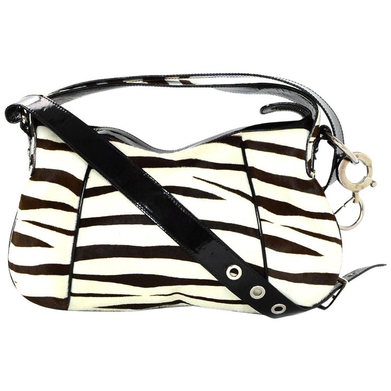 Dolce and Gabbana Zebra Pony Hair Bag W/ Adjustable Strap For Sale at