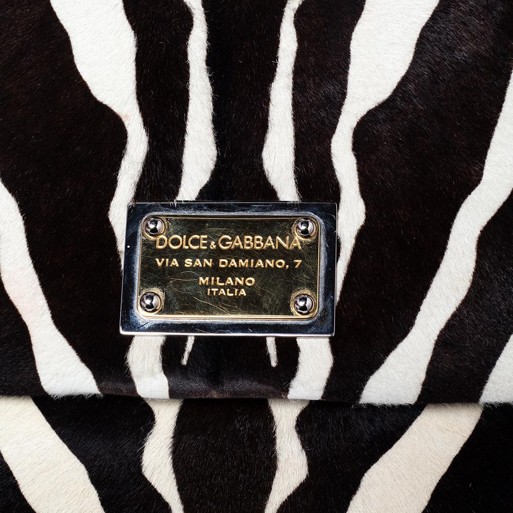 Women's Dolce & Gabbana Zebra Print Calf Hair & Leather Large Miss Sicily Top Handle Bag